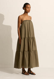 Voluminous Tiered Sundress - Olive - Matteau